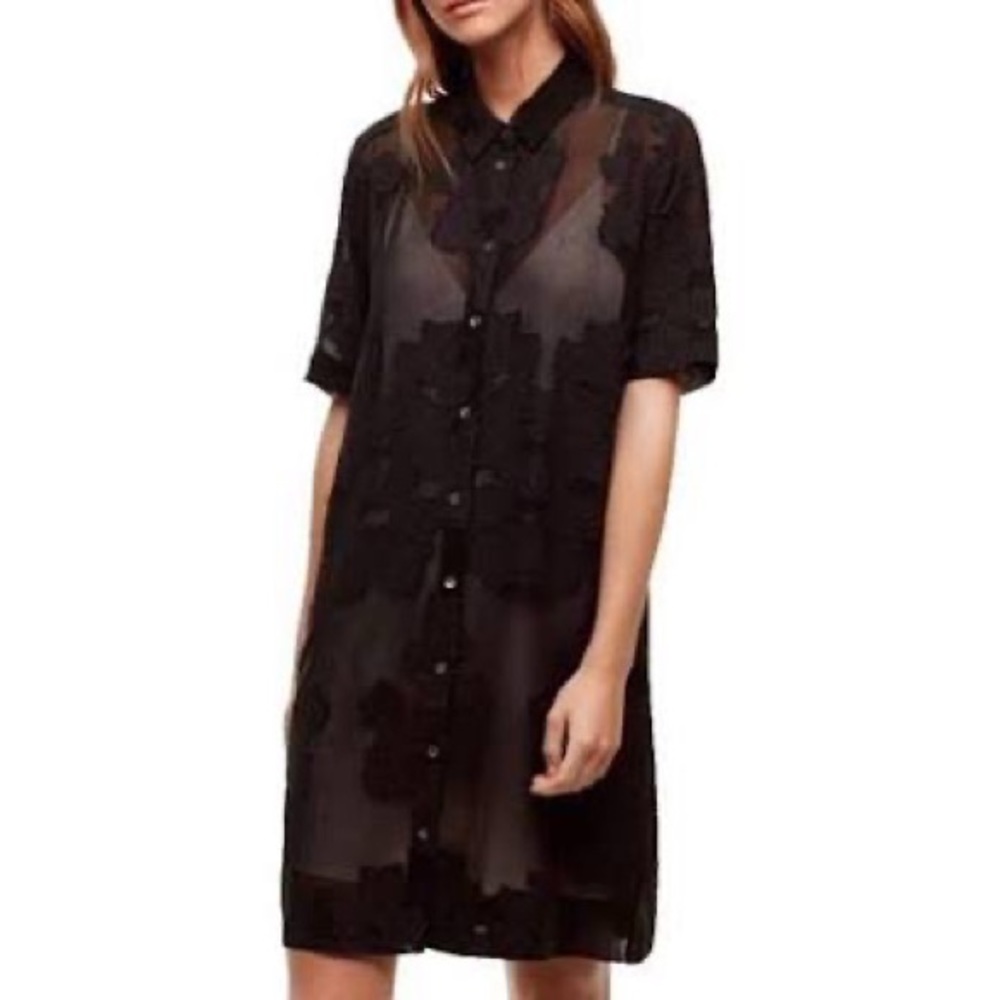 Wilfred (Aritzia) Hemistiche Black Shirtdress